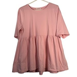 Zenana‎ Women's Pink Babydoll Tunic Top Cotton Casual Summer